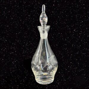 Clear Crystal Decanter Etched With Snail Swirl Stopper Hand Made In Portugal VTG